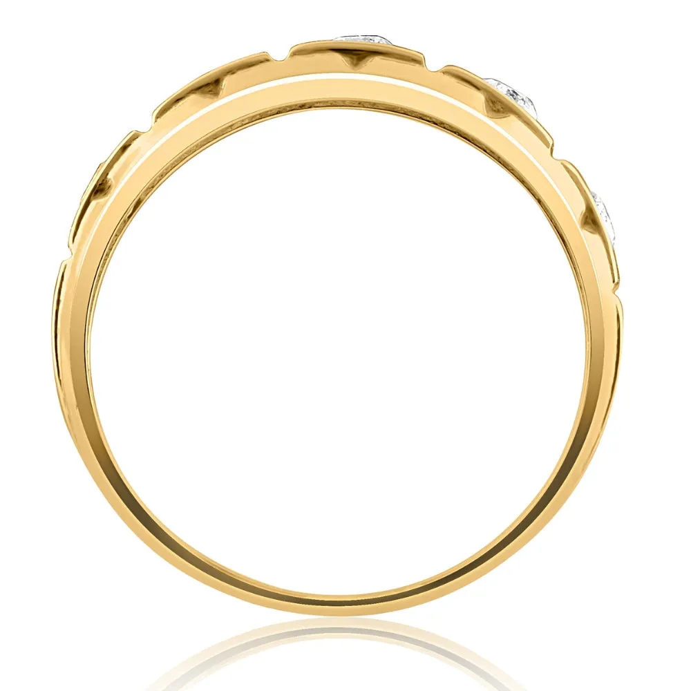 1/2Ct Men's 5-Stone Diamond Ring in 10k Yellow Gold
