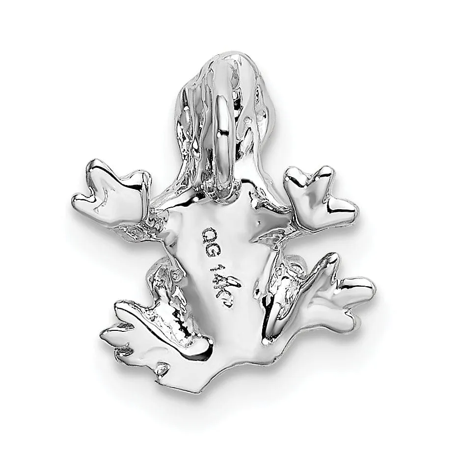 14k White Gold Solid Polished Finish 3-Dimensional Frog Charm Pendant