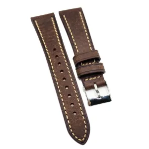 18mm, 20mm Brown Pueblo Calf Leather Watch Strap