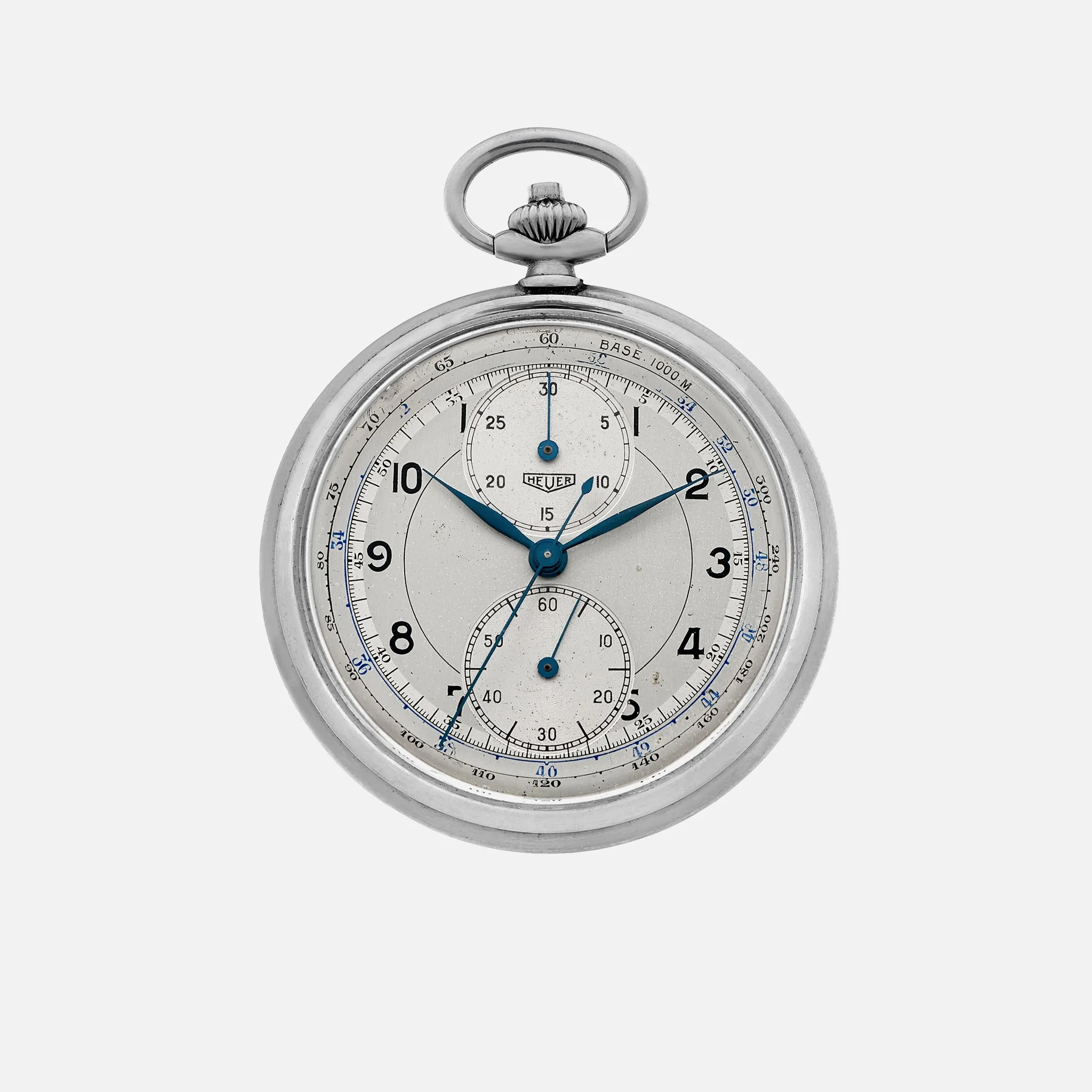 1940s Heuer Single-Button Chronograph Pocket Watch