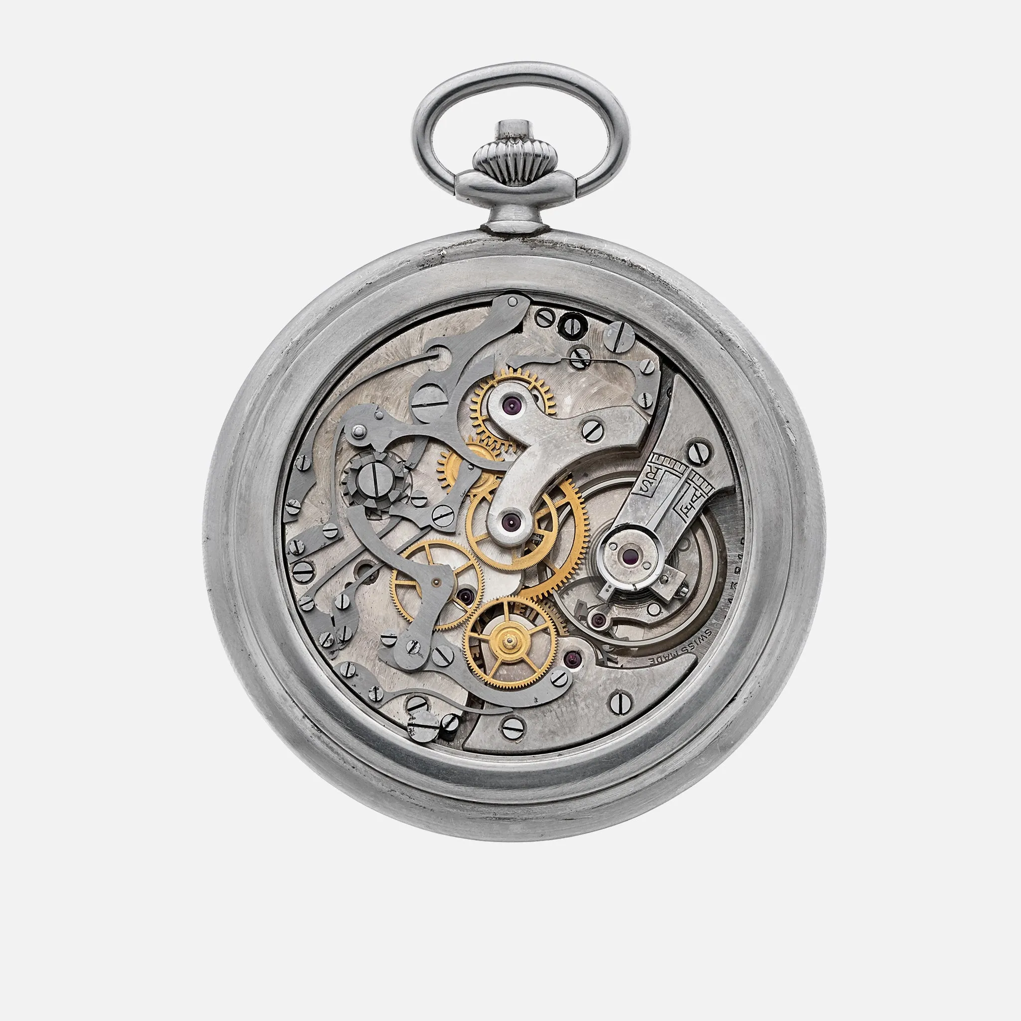 1940s Heuer Single-Button Chronograph Pocket Watch