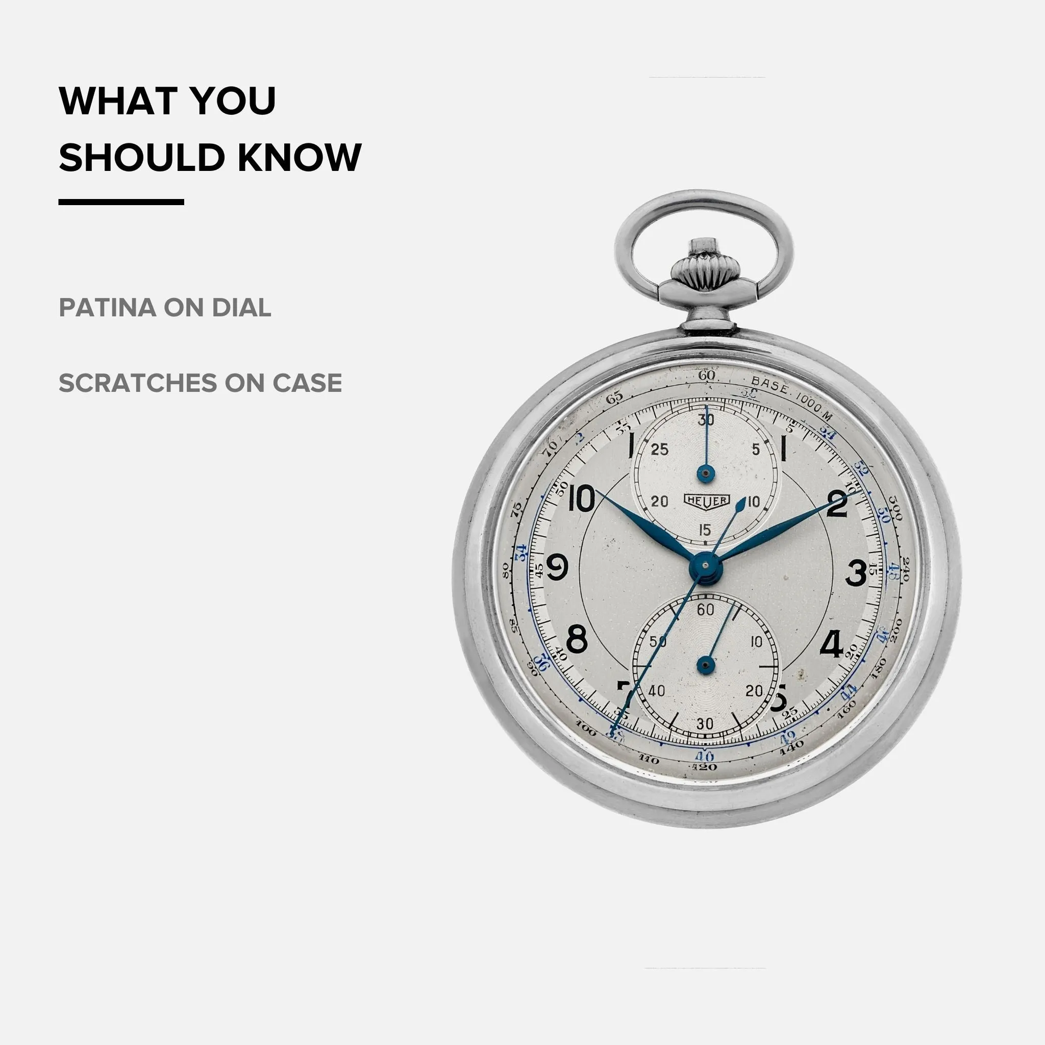 1940s Heuer Single-Button Chronograph Pocket Watch
