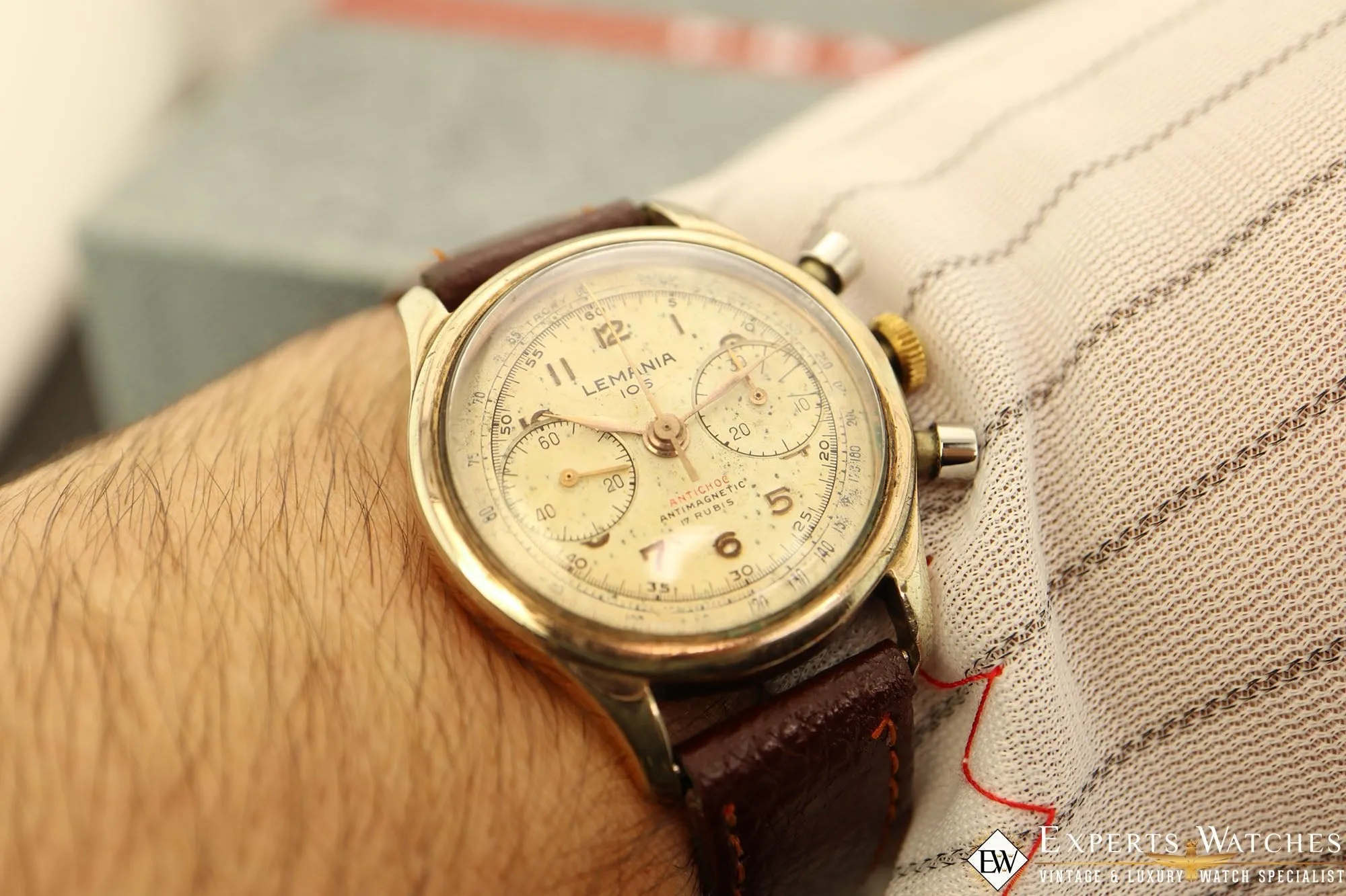 1950s Serviced Vintage Lemania 105 Chronograph Gold Cal 1270 (320 / 321) Watch