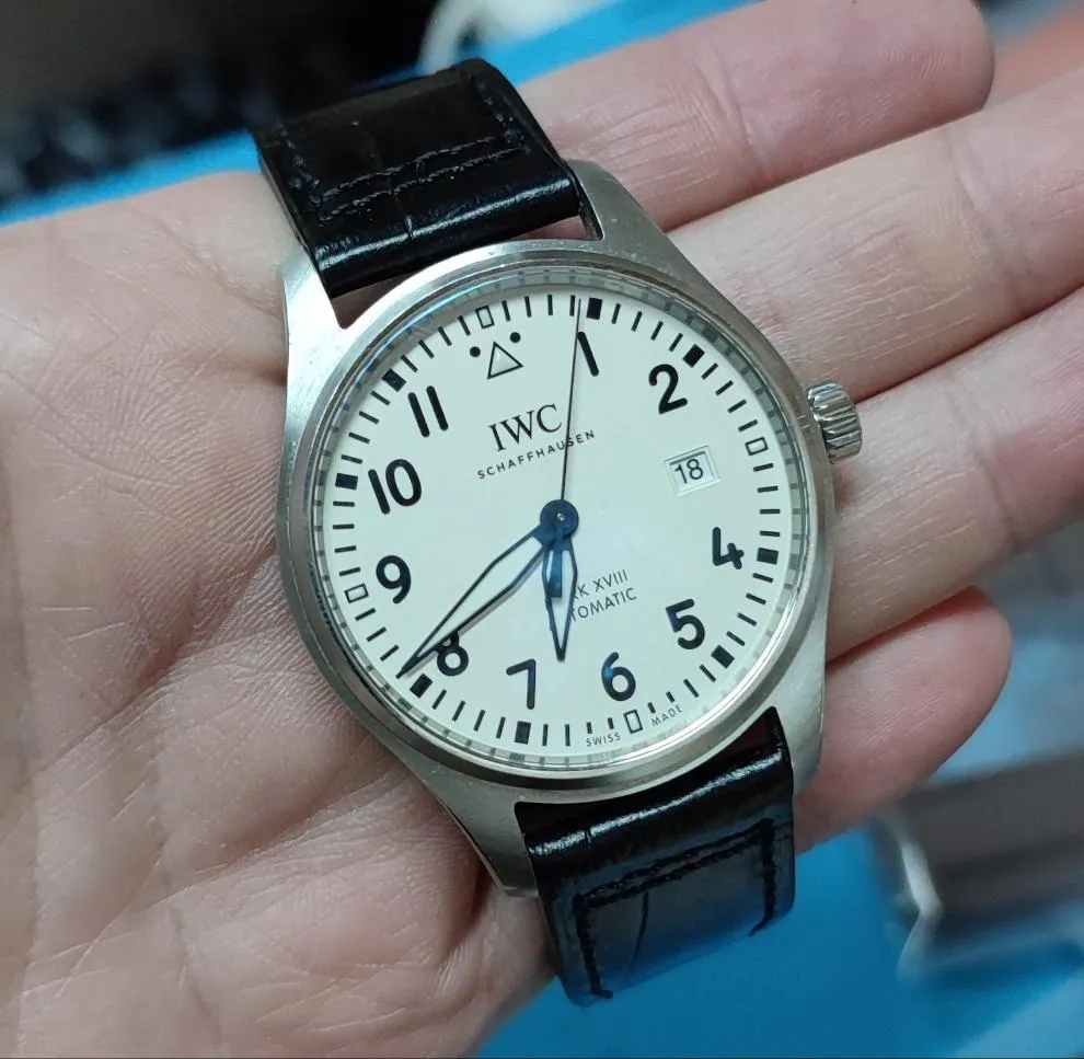 20mm, 21mm, 22mm Black Alligator Embossed Calf Leather Watch Strap For IWC, Semi Square Tail
