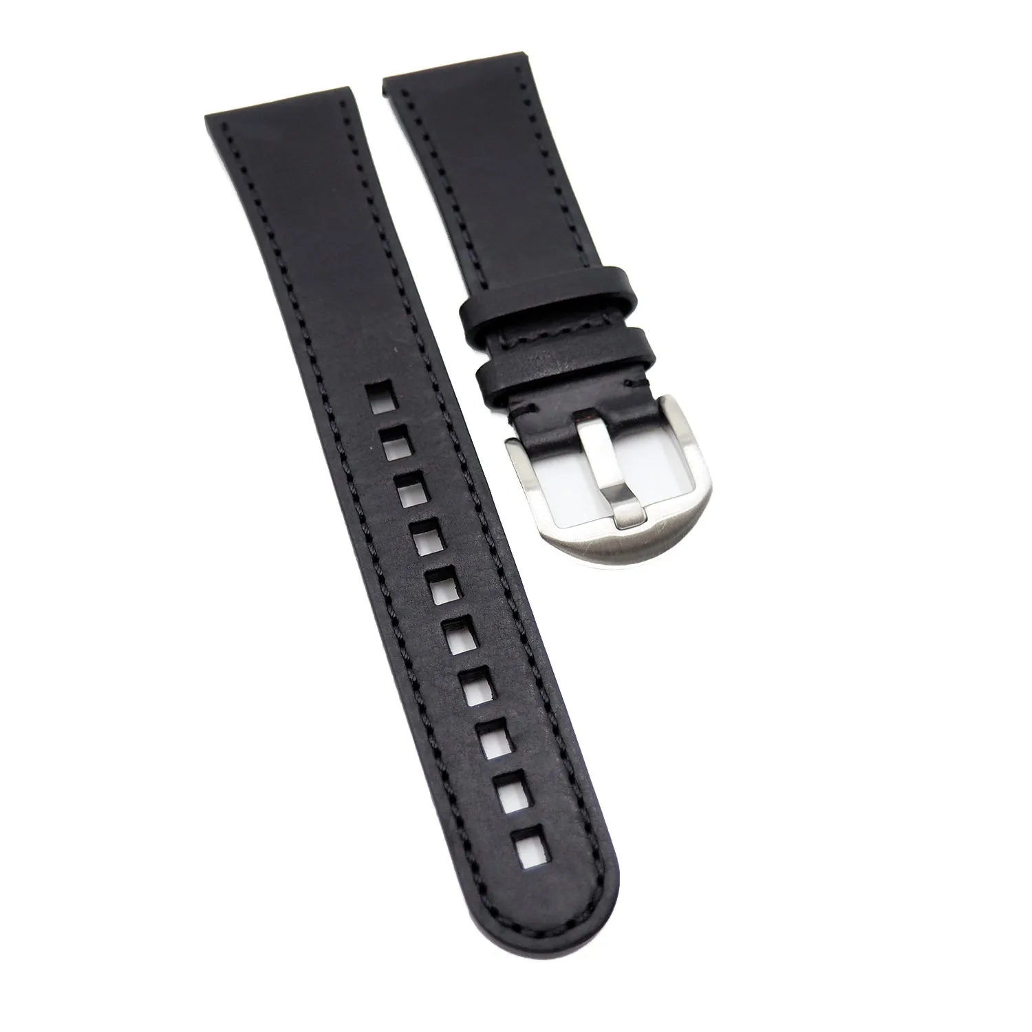 23mm Black Italy Calf Leather Watch Strap For Blancpain Fifty Fathoms