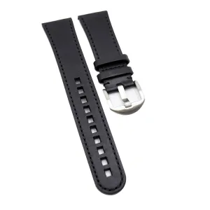 23mm Black Italy Calf Leather Watch Strap For Blancpain Fifty Fathoms