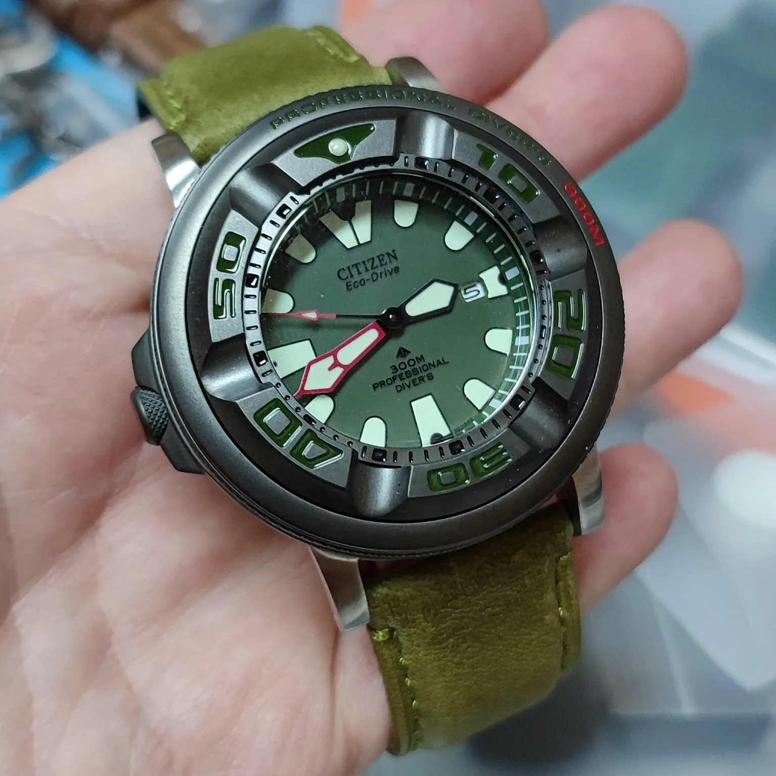 24mm Kelly Green Calf Leather Watch Strap For Panerai, Depolyant Clasp Style