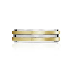 7mm Steel & Gold Band