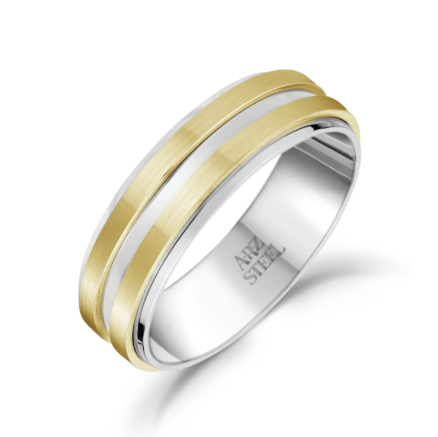 7mm Steel & Gold Band