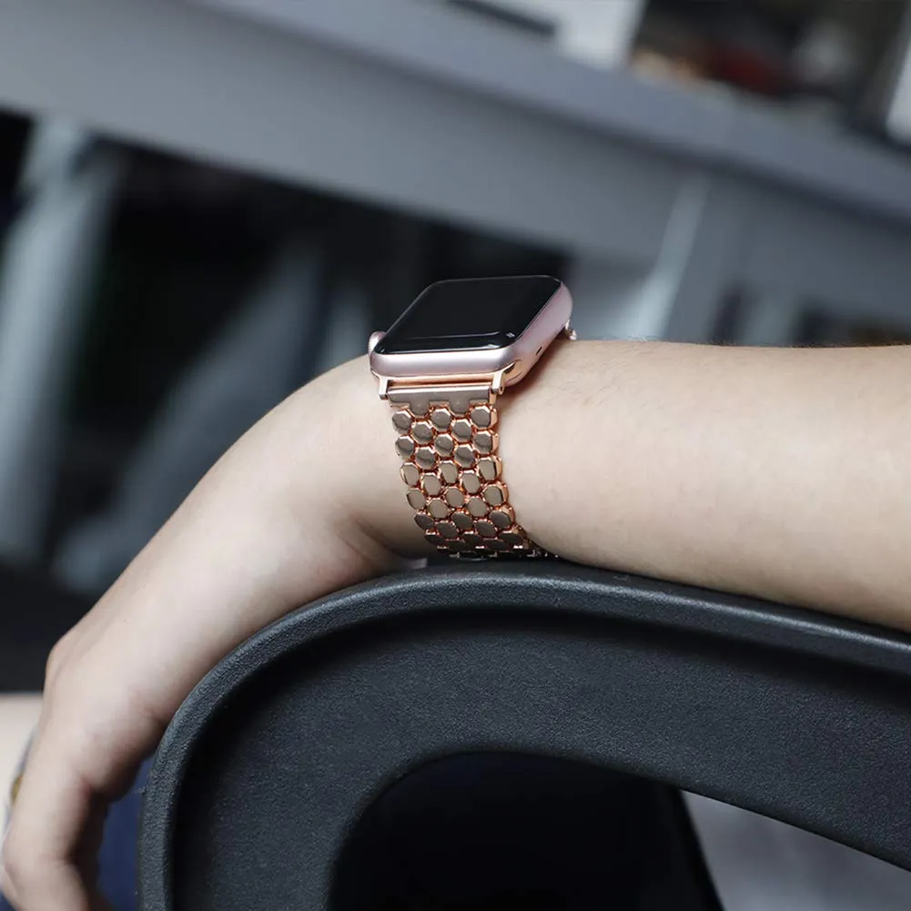Apple Watch 41mm / 40mm / 38mm | Fish-Scale Pattern Metal Bands |Rose Gold