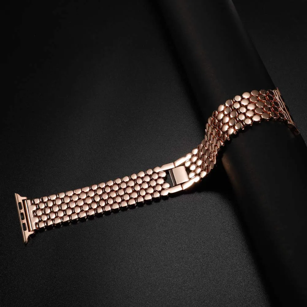 Apple Watch 41mm / 40mm / 38mm | Fish-Scale Pattern Metal Bands |Rose Gold