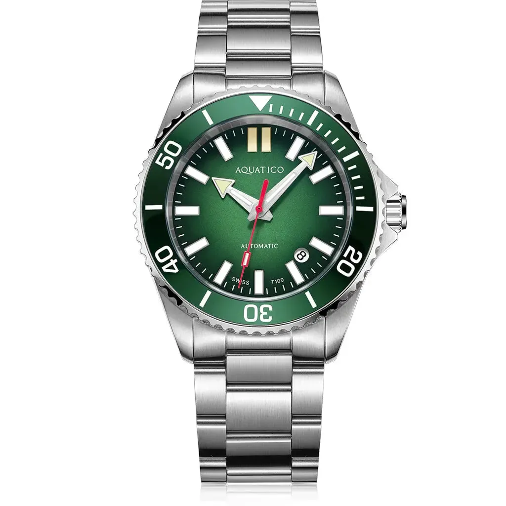Aquatico Super Ocean Green Dial (SWISS MADE Sellita sw200-1) T100 tritium watch