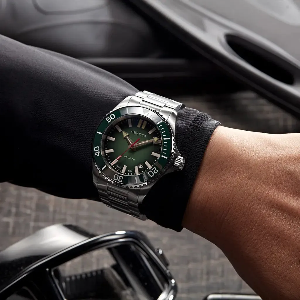 Aquatico Super Ocean Green Dial (SWISS MADE Sellita sw200-1) T100 tritium watch