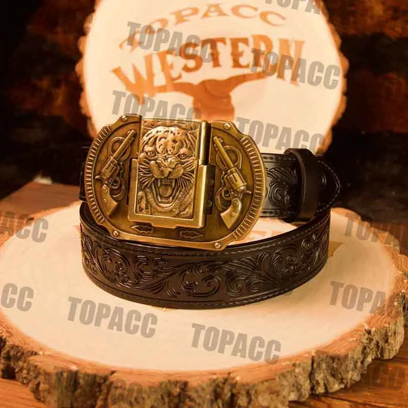Black Belt with Vintage Lighter Buckle