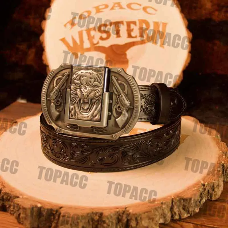 Black Belt with Vintage Lighter Buckle