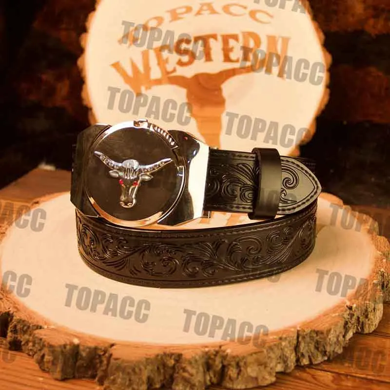 Black Belt with Vintage Lighter Buckle