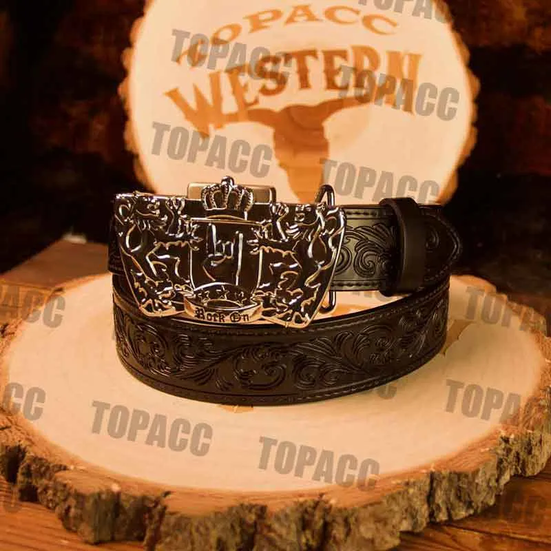 Black Belt with Vintage Lighter Buckle