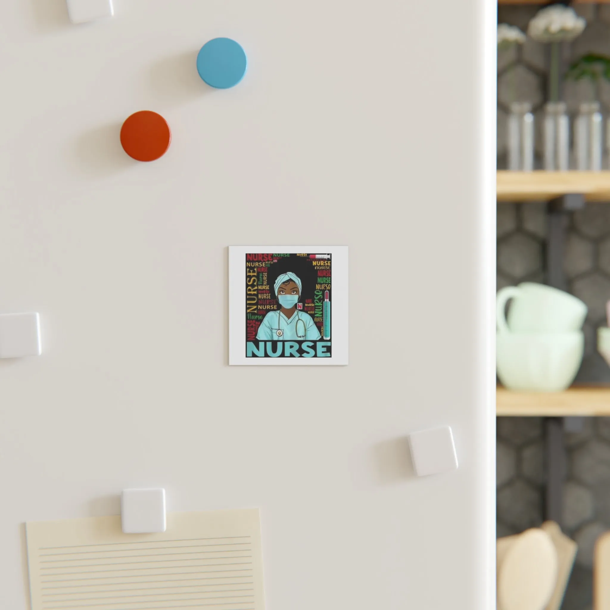 Black Nurse Square Magnet