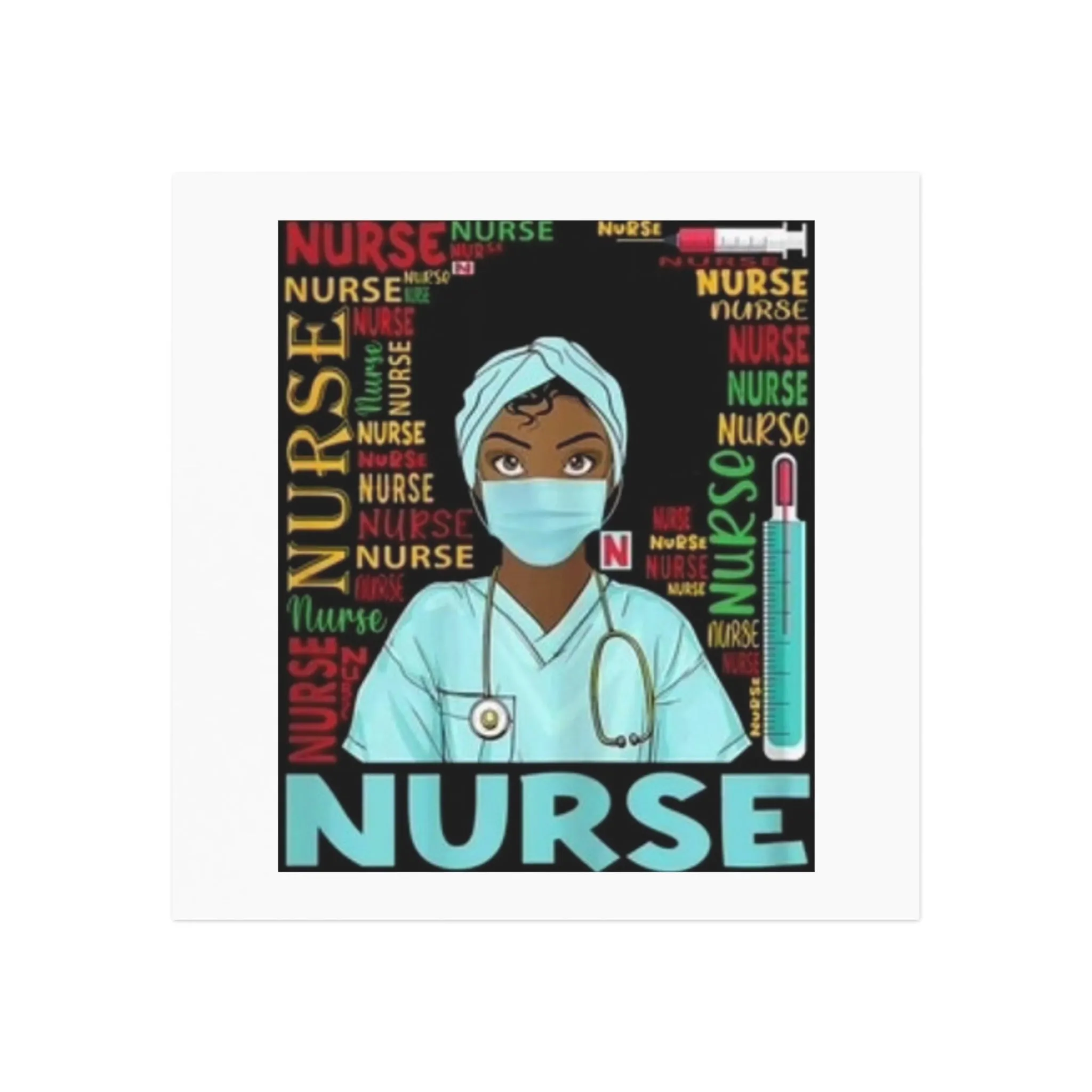 Black Nurse Square Magnet