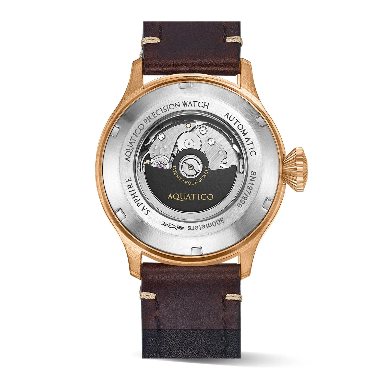 Bronze Horizon Hawk White Full Lume Dial Automatic Pilot Watch