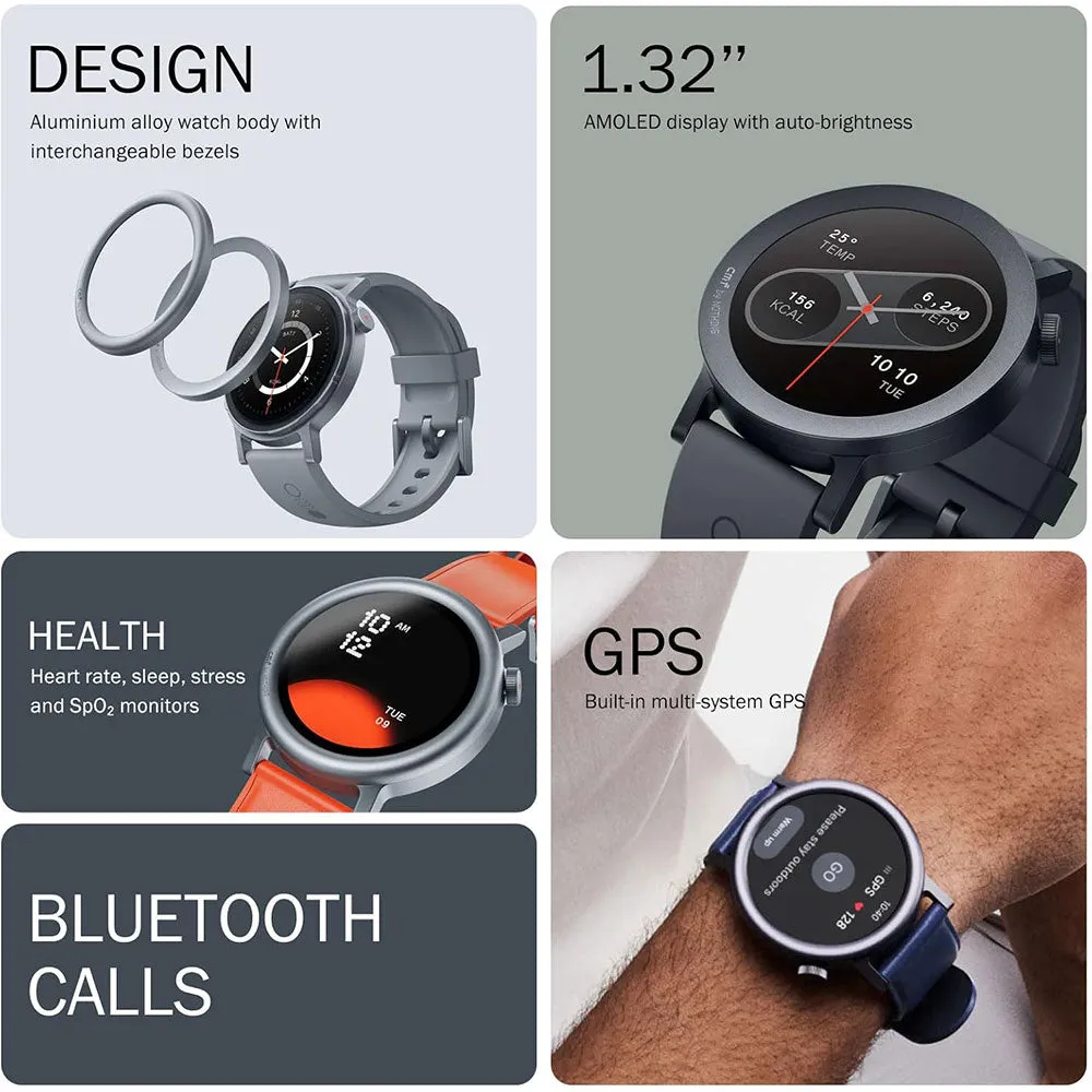 CMF Watch Pro 2 D398 Smart Watch (45mm - GPS) Ash Gray Metal Case With Orange Leather Strap