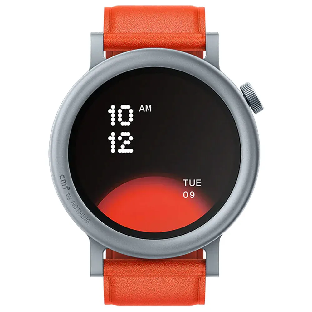 CMF Watch Pro 2 D398 Smart Watch (45mm - GPS) Ash Gray Metal Case With Orange Leather Strap