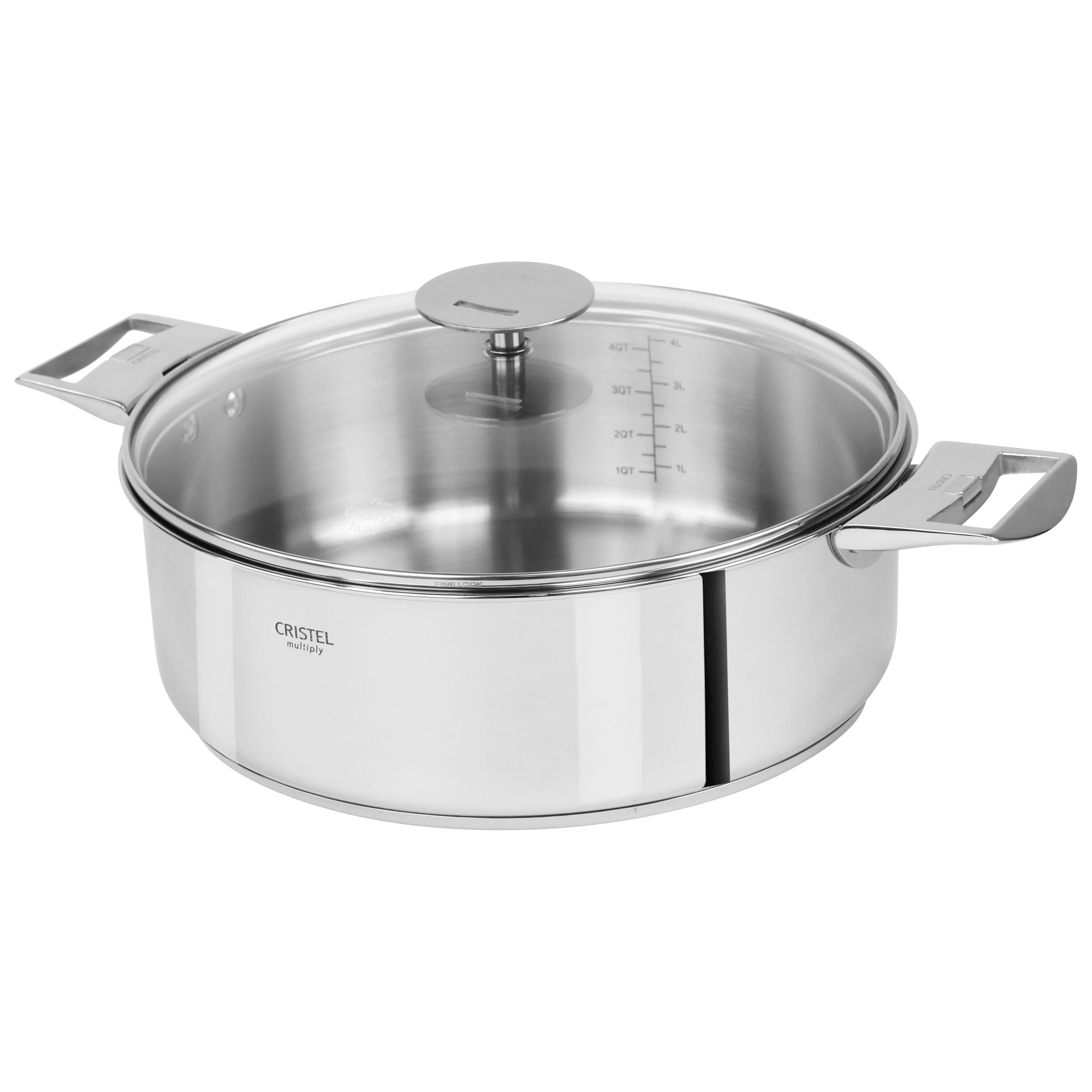 Cristel Casteline Detachable Handle 5-Quart Saute Pan With Domed Glass Lid