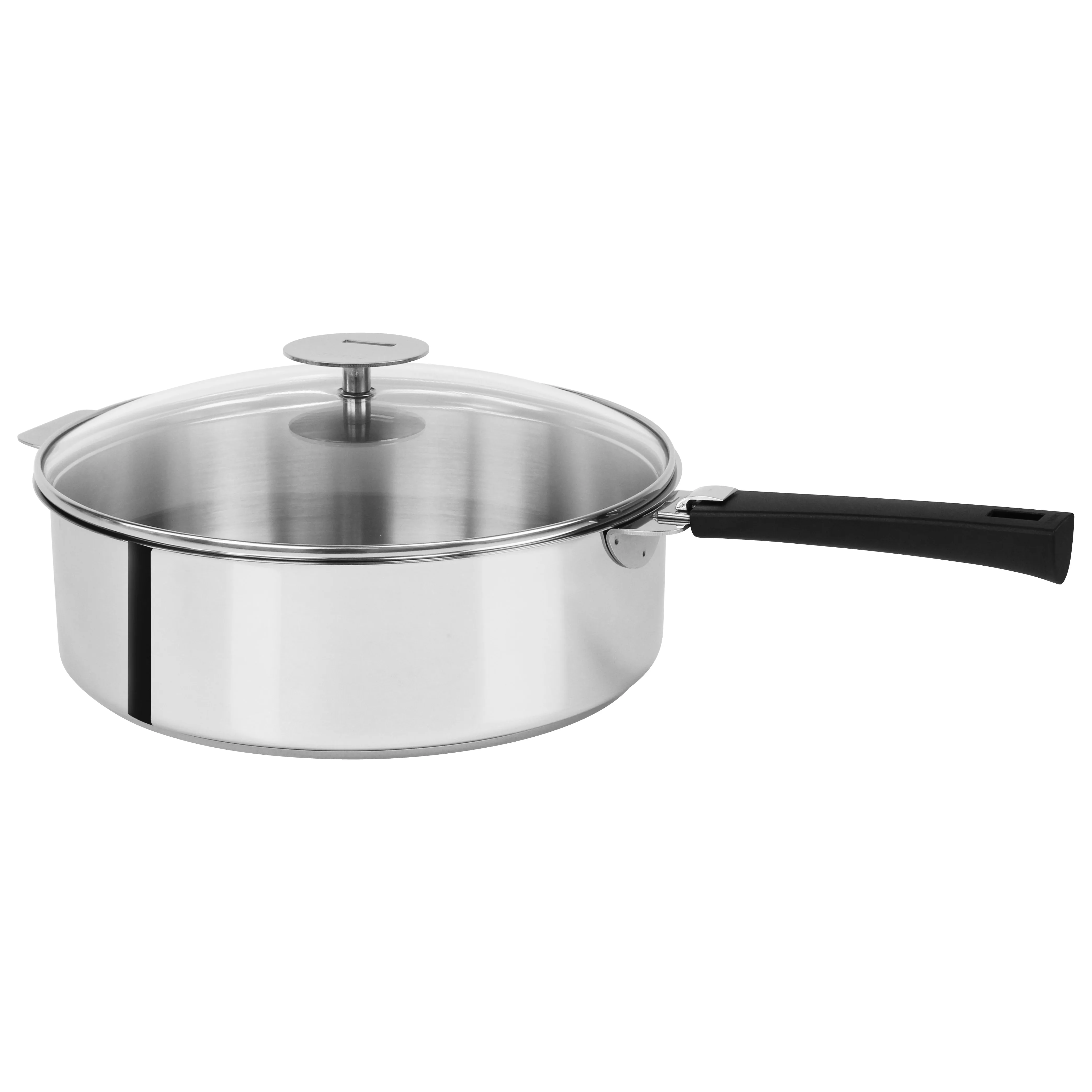 Cristel Mutine Detachable Handle Stainless Steel  3-Quart Saute-Pan With Domed Glass Lid