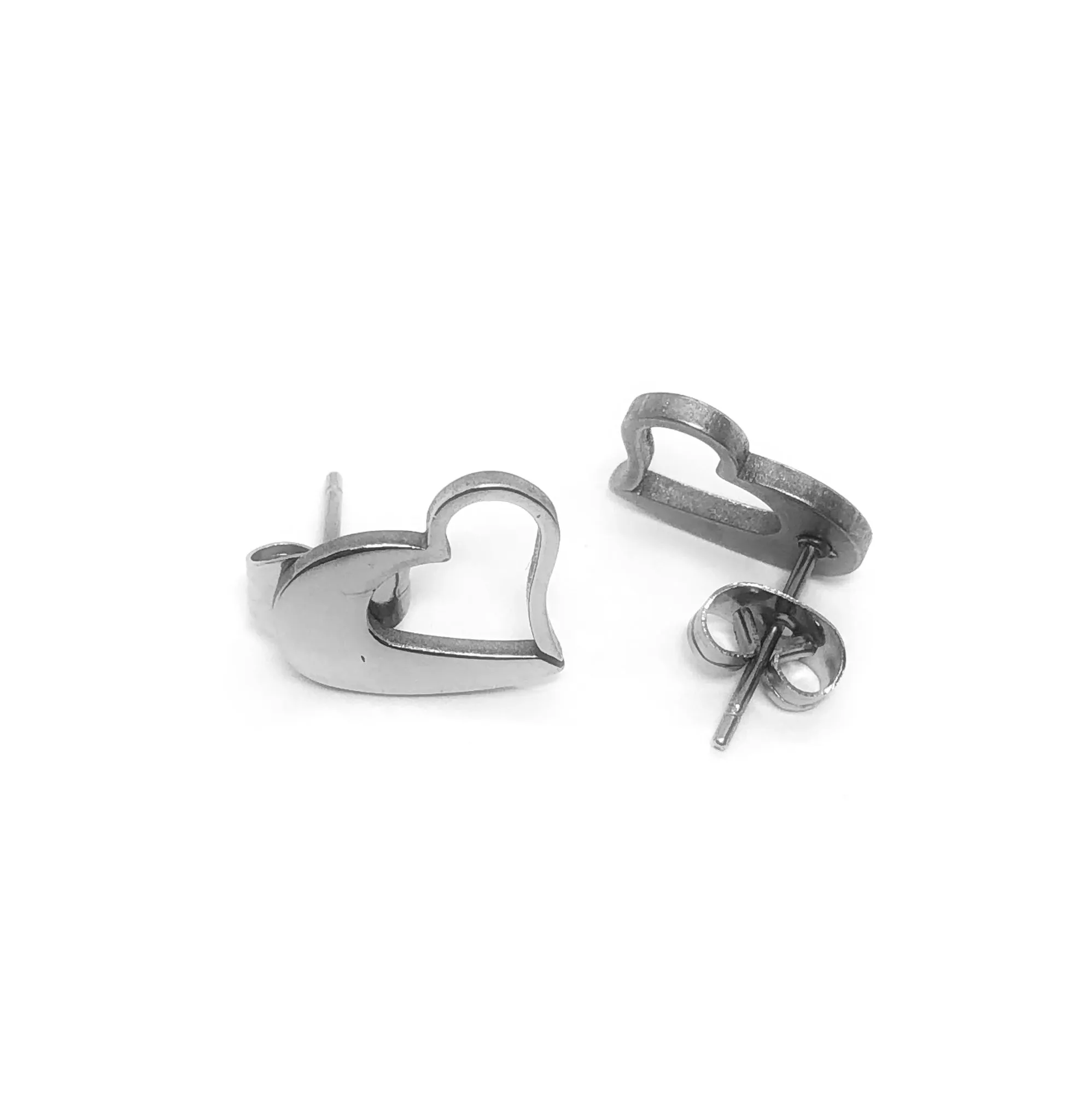 Cut Out Heart Stainless Steel Studs
