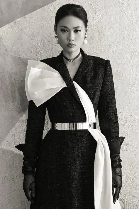 Elegant folded lapel midi designer inspired tweed dress- Chichi