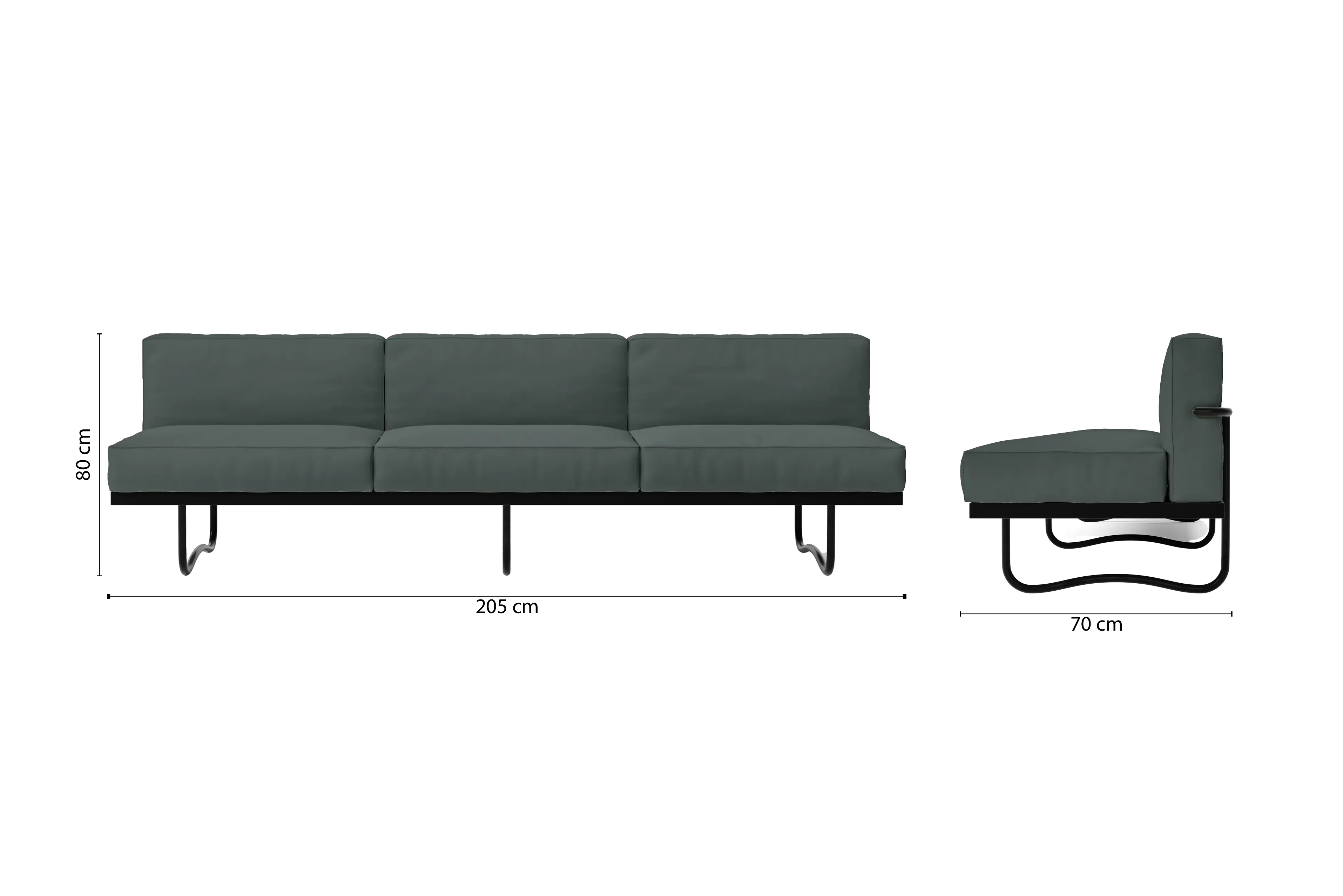 Emilia 3 Seater Sofa Dusky Turquoise Leather
