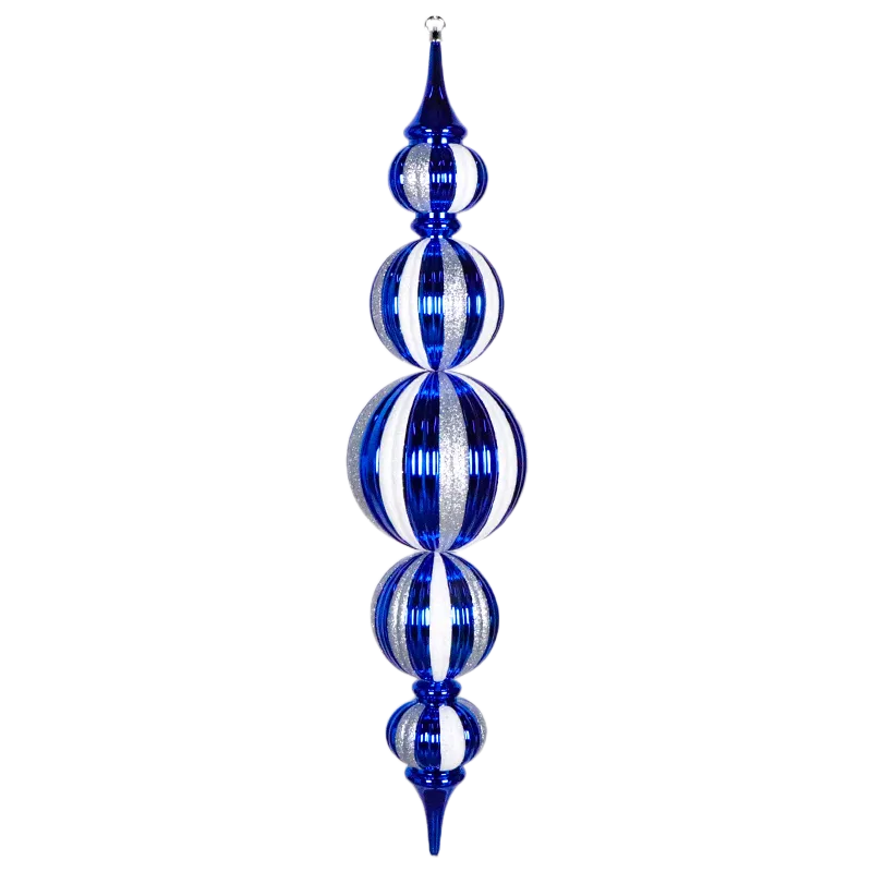 Finial Shiny Blue with Silver & White Glitter 93cm