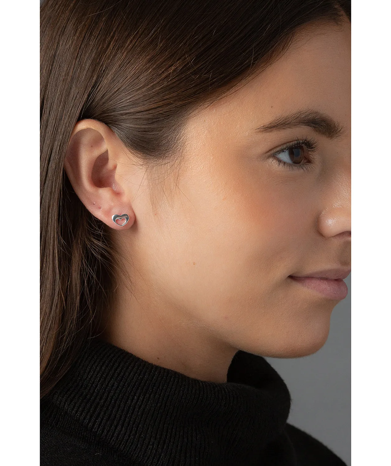 Gift Packaged 'Allyson' Sterling Silver Heart Stud Earrings