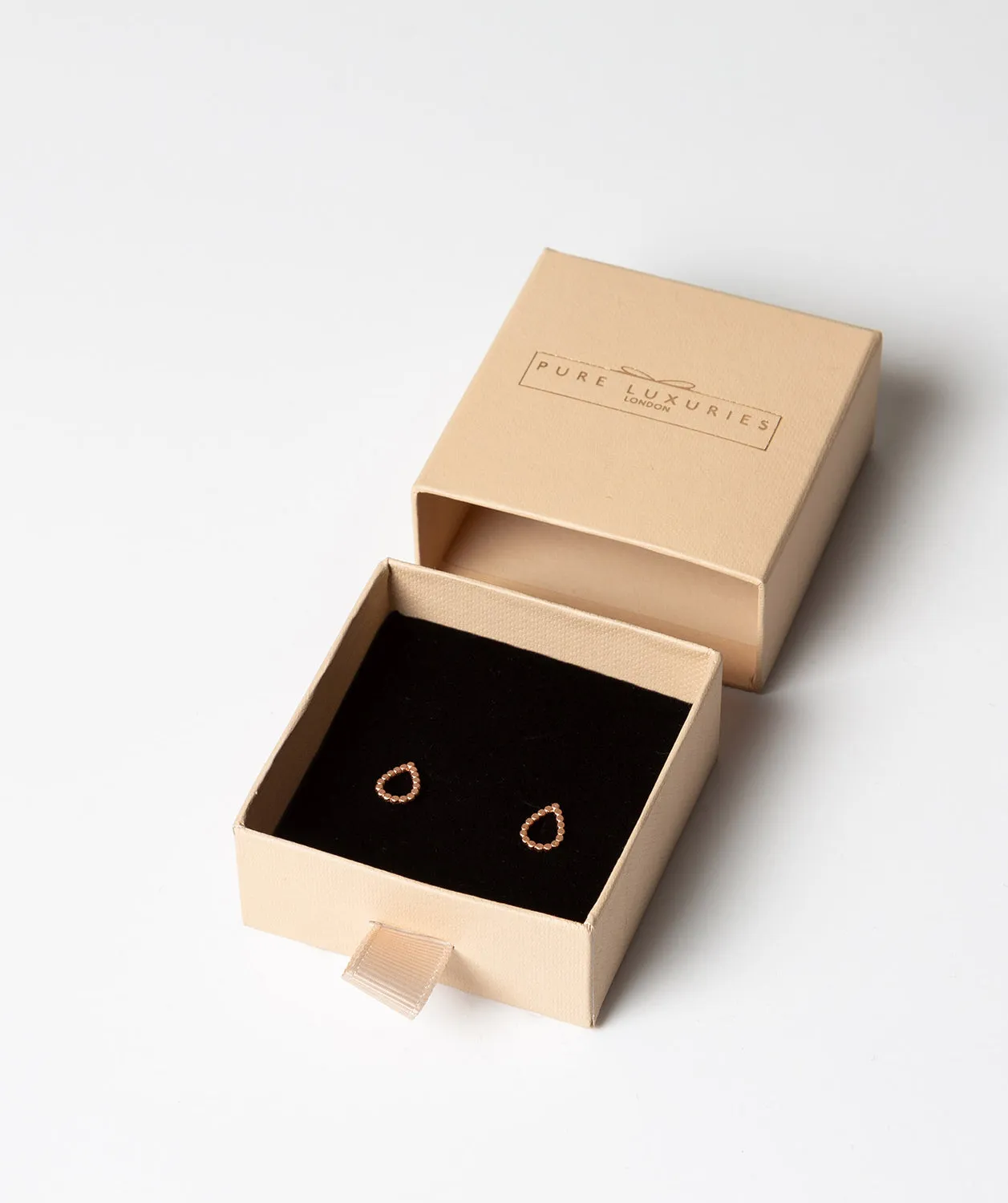 Gift Packaged 'Athalia' 18ct Rose Gold Plated Sterling Silver Teardrop Earrings