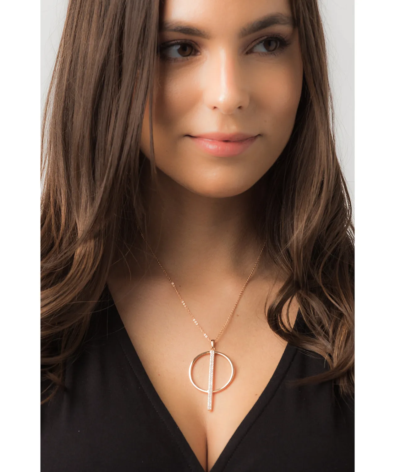 Gift Packaged 'Borealis' 18ct Rose Gold Plated 925 Silver & Cubic Zirconia Circle Necklace