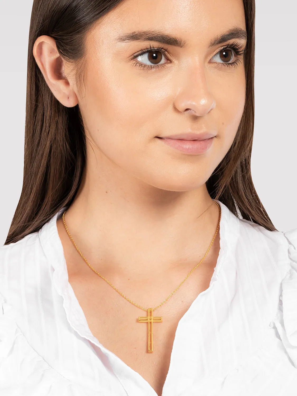 Gift Packaged 'Daniela' 18ct Yellow Gold Plated 925 Silver Cross Pendant Necklace