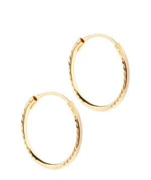 Gift Packaged 'Dax' 18ct Yellow Gold Diamond Cut Sleeper Hoop Earrings