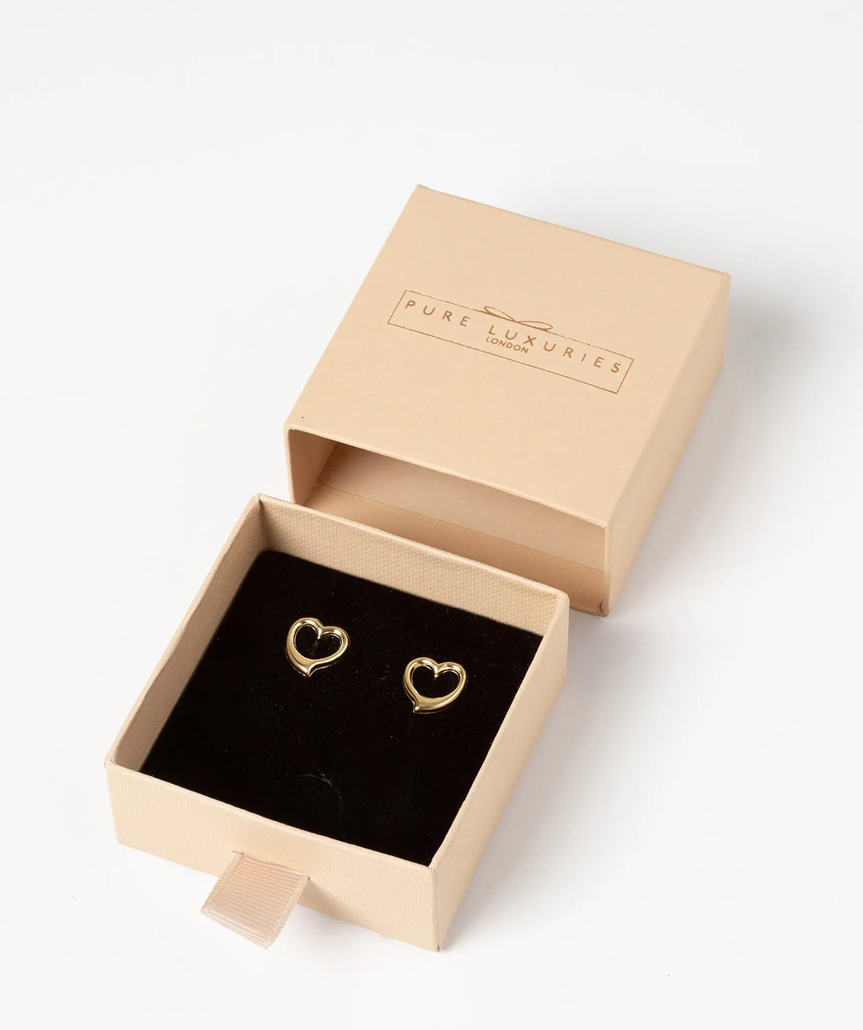 Gift Packaged 'Edith' 9ct Gold Heart Earrings
