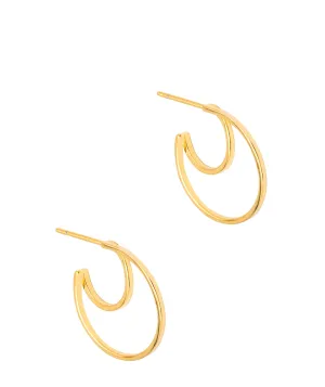 Gift Packaged 'Erika' 18ct Yellow Gold 925 Silver Crescent Moon Hoop Earrings