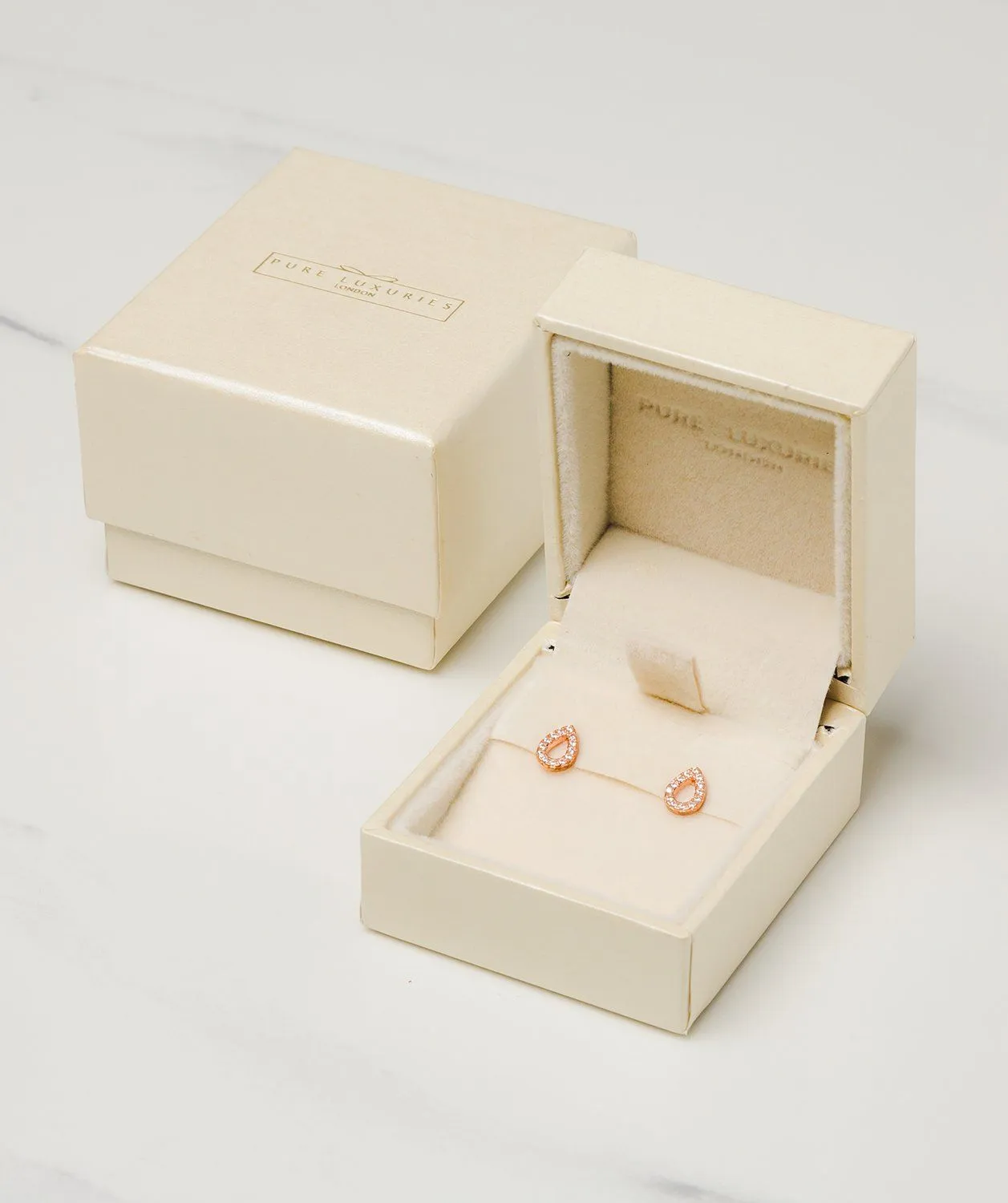 Gift Packaged 'Marilla' 18ct Rose Gold Plated Sterling Silver Teardrop Earrings