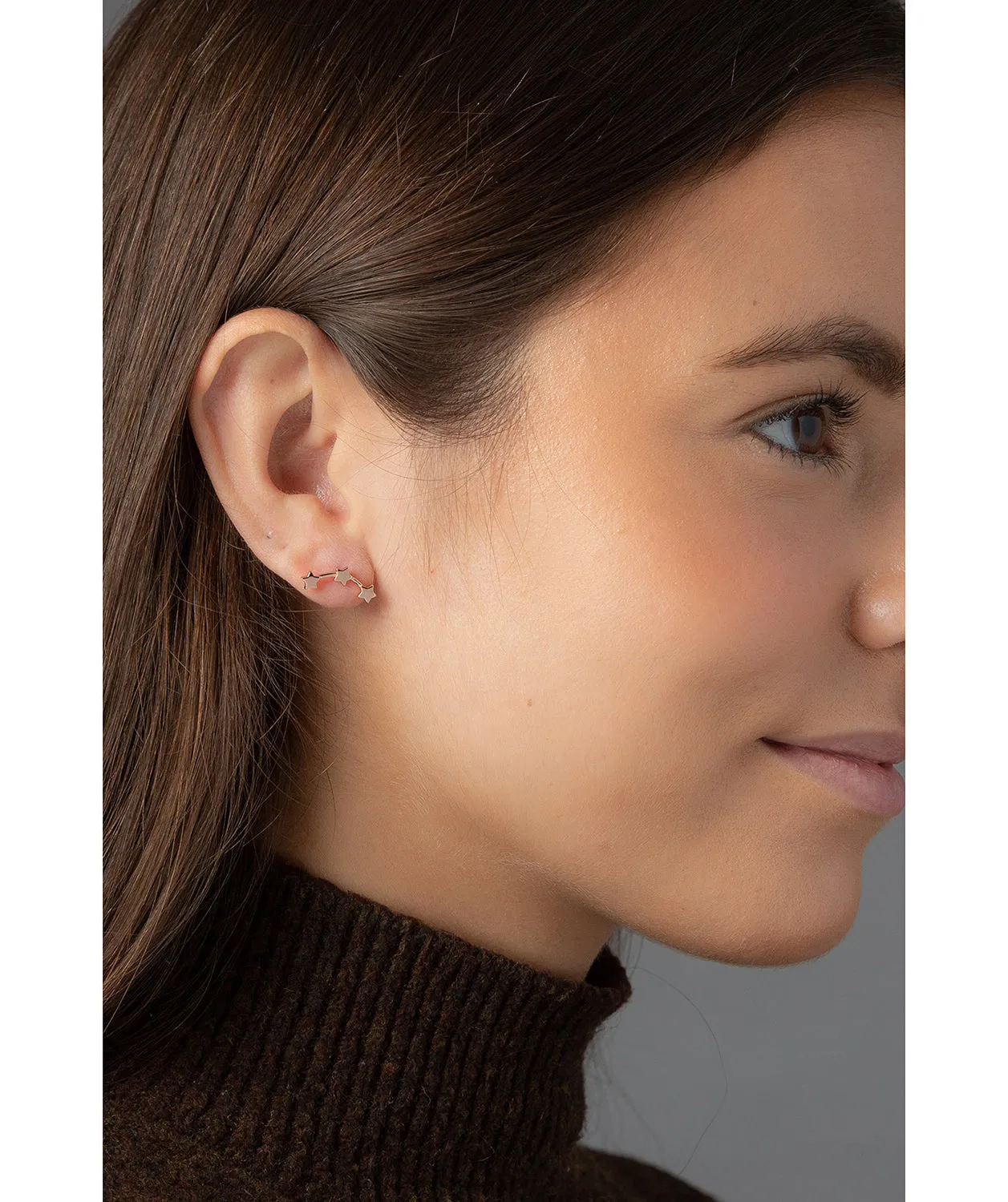 Gift Packaged 'Meriall' 18ct Rose Gold Plated Sterling Silver Trio of Stars Earrings