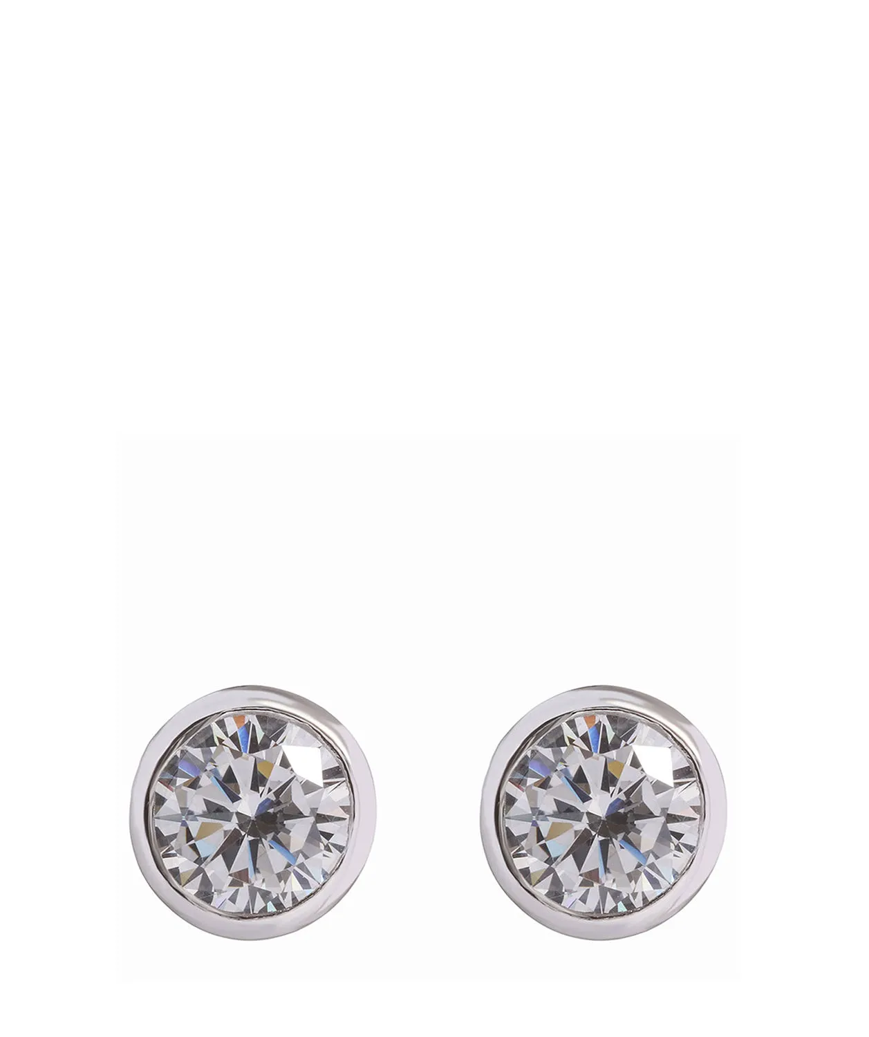 Gift Packaged 'Pakuna' Sterling Silver & Cubic Zirconia Round Earrings