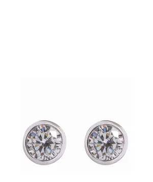 Gift Packaged 'Pakuna' Sterling Silver & Cubic Zirconia Round Earrings
