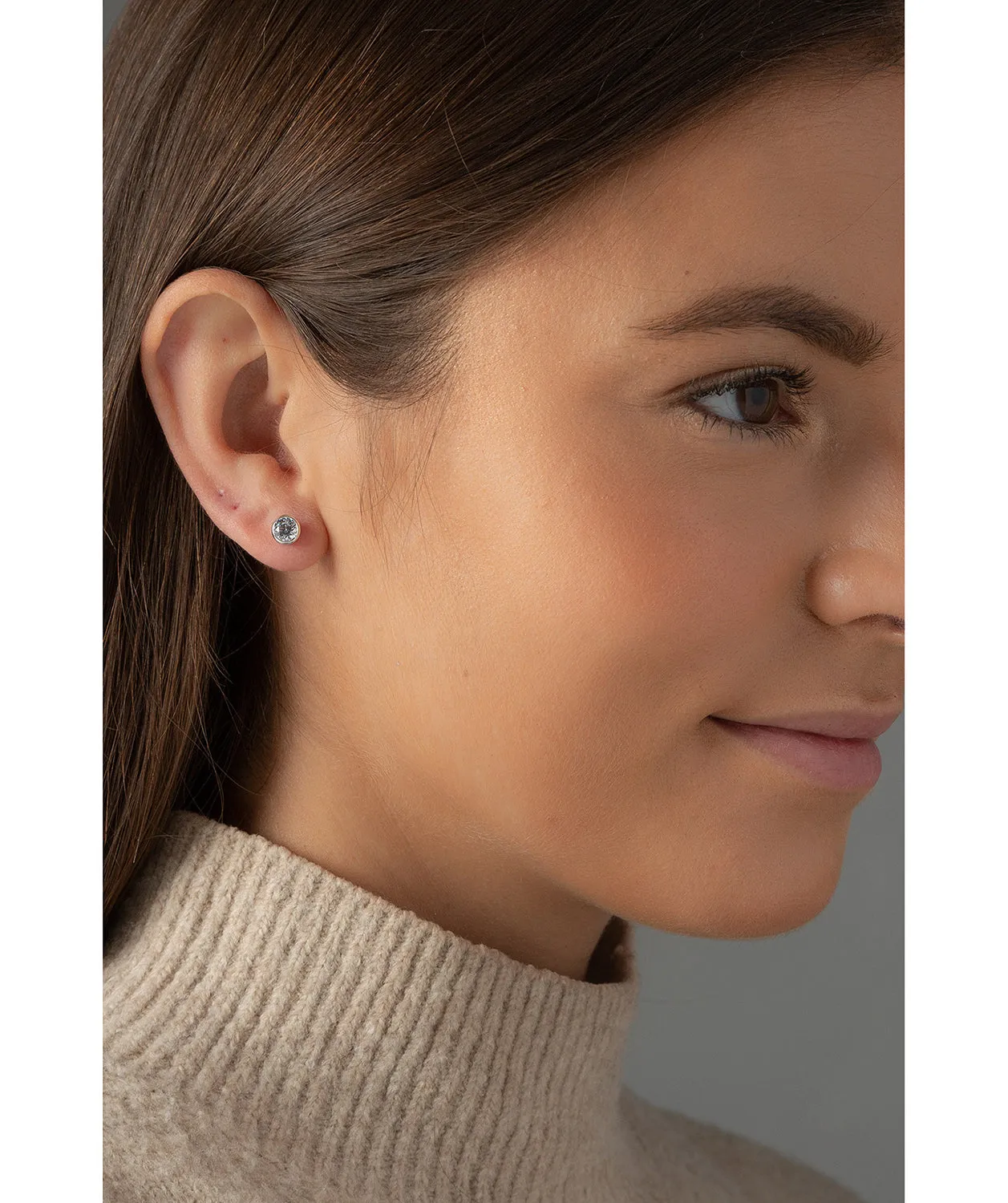 Gift Packaged 'Pakuna' Sterling Silver & Cubic Zirconia Round Earrings