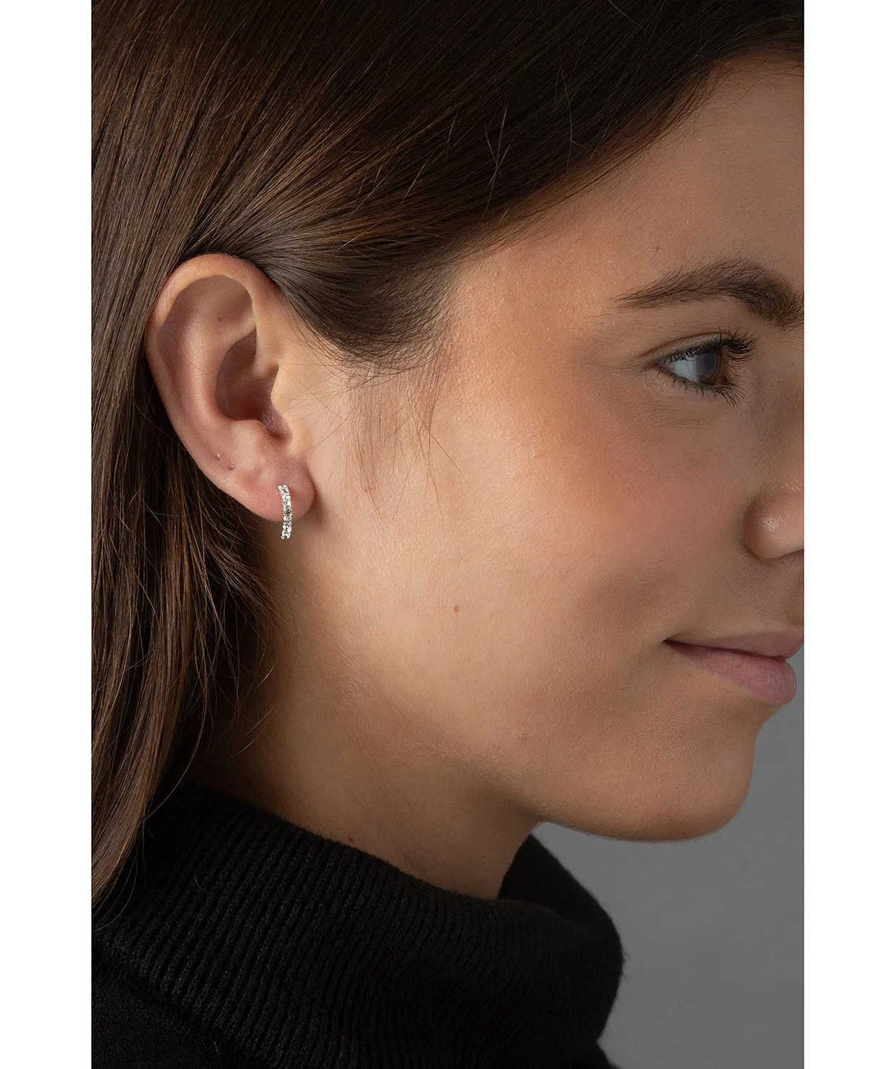 Gift Packaged 'Phitsamai' Sterling Silver & Cubic Zirconia Curved Earrings