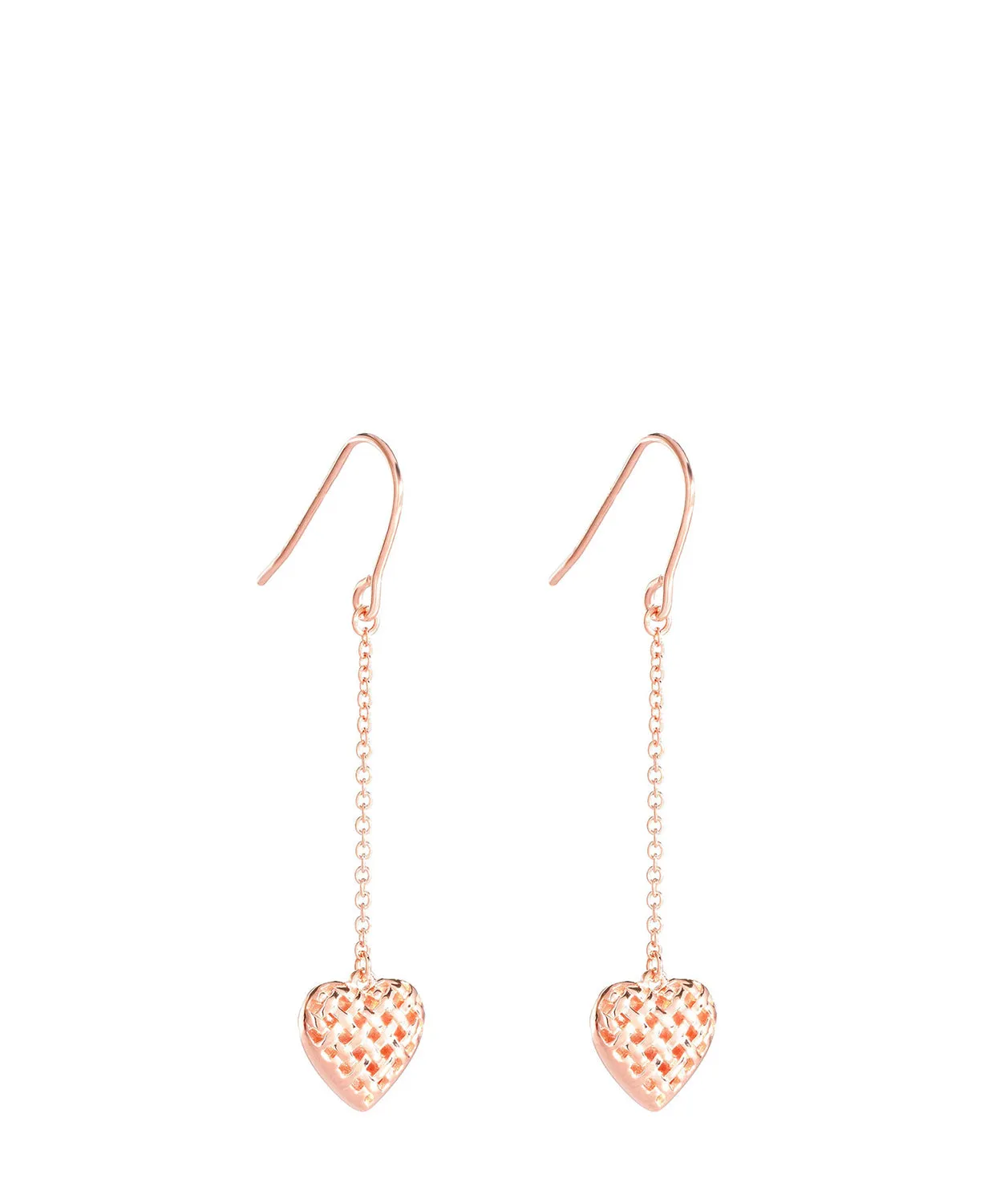 Gift Packaged 'Quintia' 18ct Rose Gold Plated Sterling Silver Woven Heart Earrings