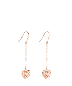 Gift Packaged 'Quintia' 18ct Rose Gold Plated Sterling Silver Woven Heart Earrings