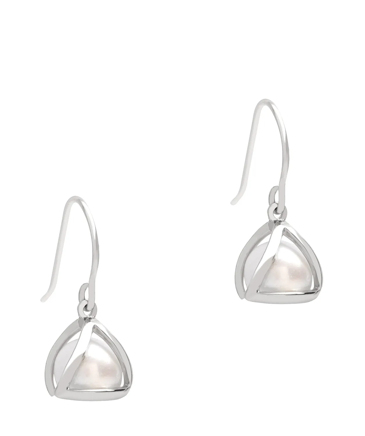 Gift Packaged 'Sandra' Sterling Silver Caged Freshwater Pearl Earrings