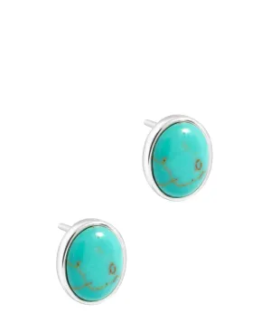 Gift Packaged 'Taygete' Sterling Silver & Turquoise Gemstone Oval Stud Earrings