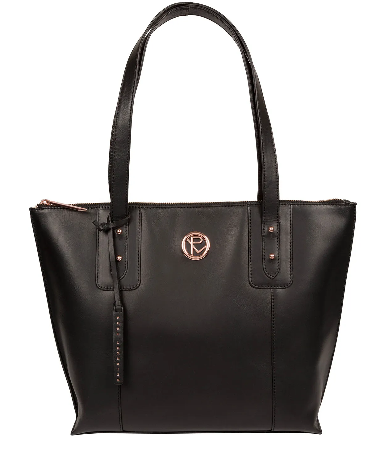 'Goya' Black Leather Tote Bag